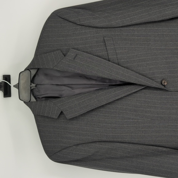 Lauren Ralph Lauren 100% Wool Striped Blazer Gray 42S preppy Business casual - Picture 3 of 7